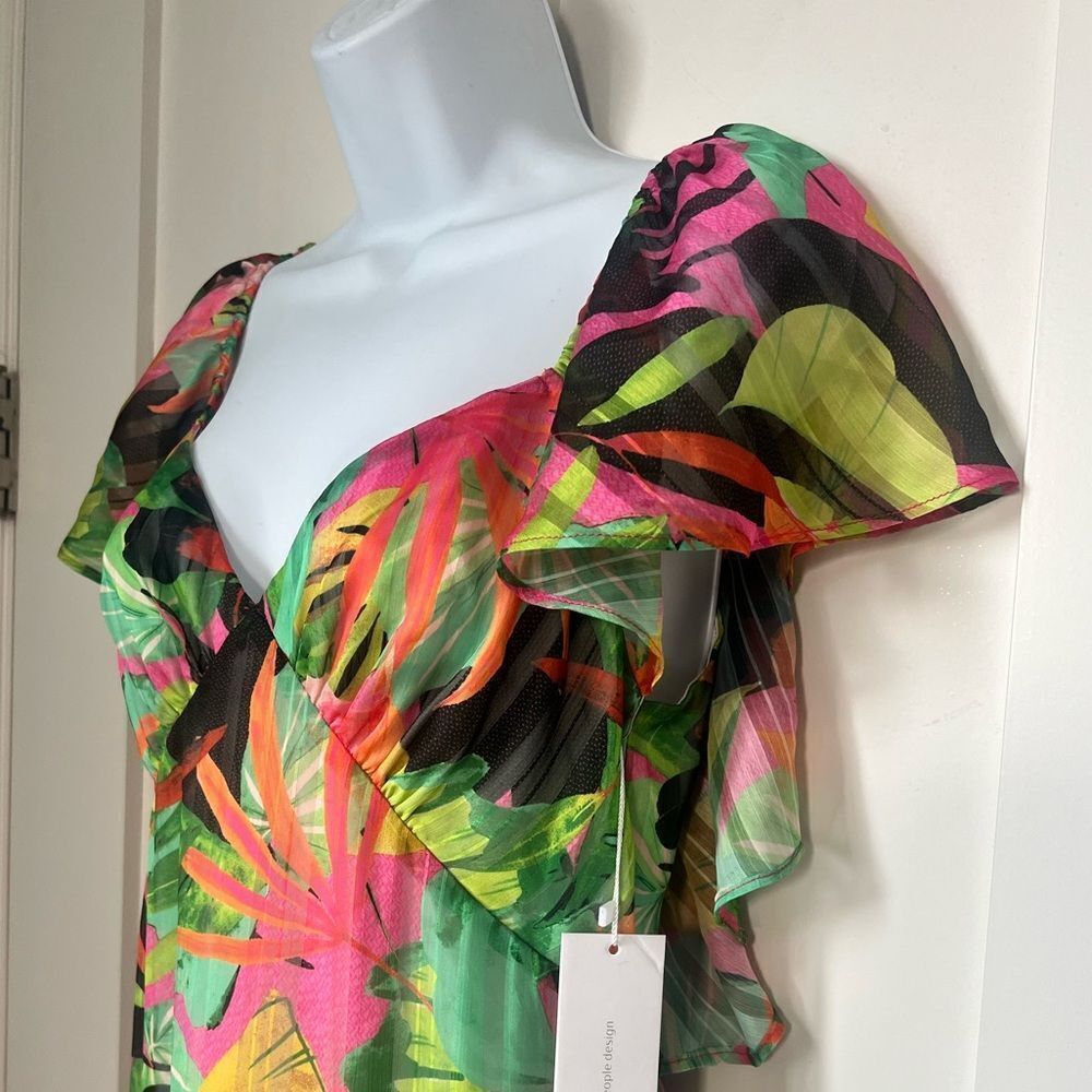 NWT Anthropologie  G.P.D.  Women’s Tropical Floral Maxi Tiered Dress Size Small - Picture 4 of 9